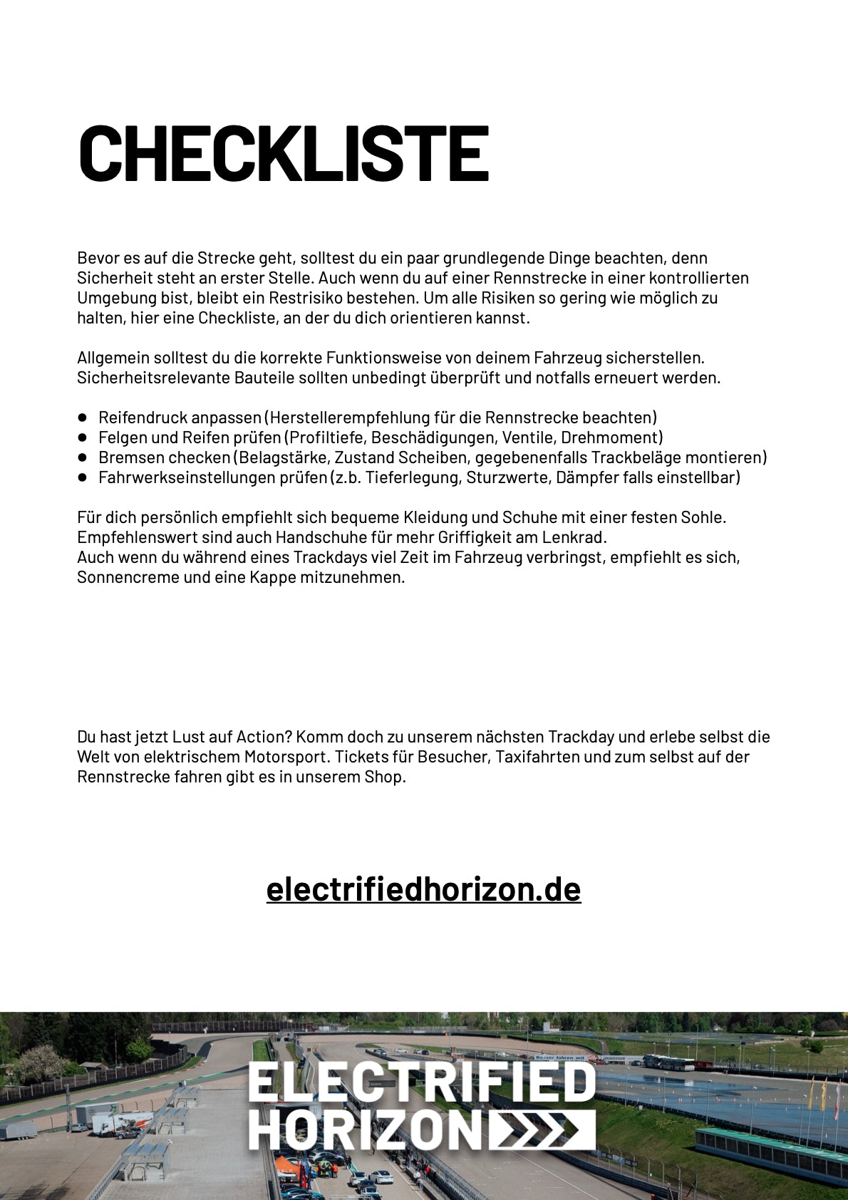 Trackday Guide - Electrified Horizon Driver Club